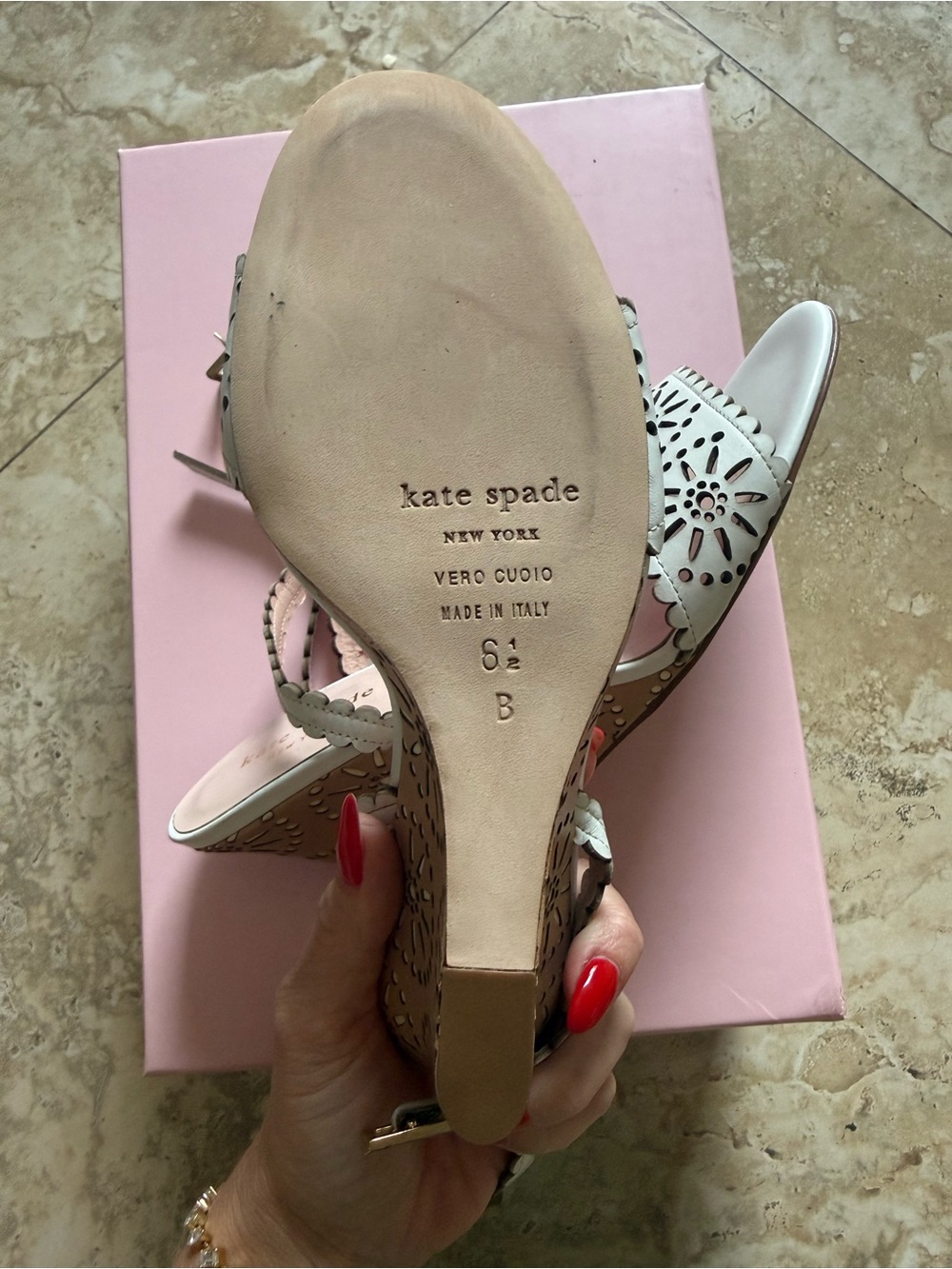 Kate Spade Iago Laser-Cut Wedge Sandals - Picture 6 of 7